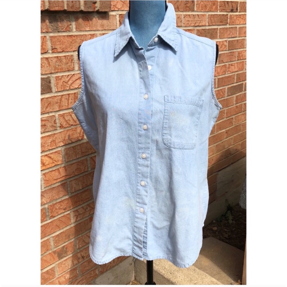 Columbia Chambray Denim Button Down L EUC #0189